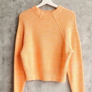 Free People Mock Neck Pullover Sweater Orange Zest Size XS